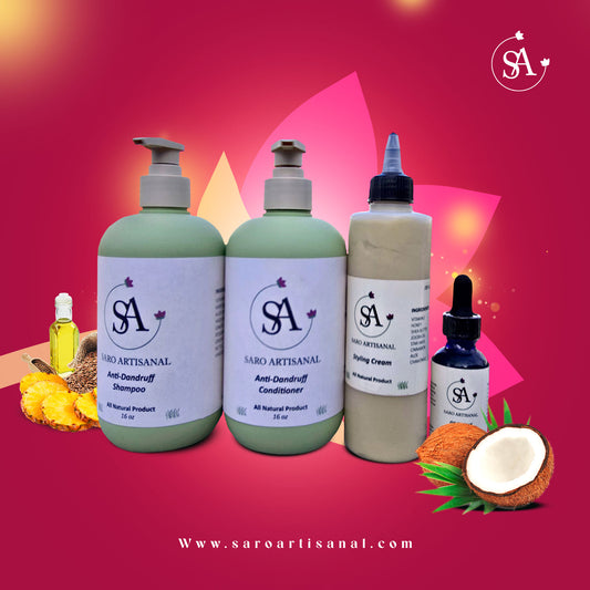 kit Champoo, acondicionador, crema de peinar y gotero